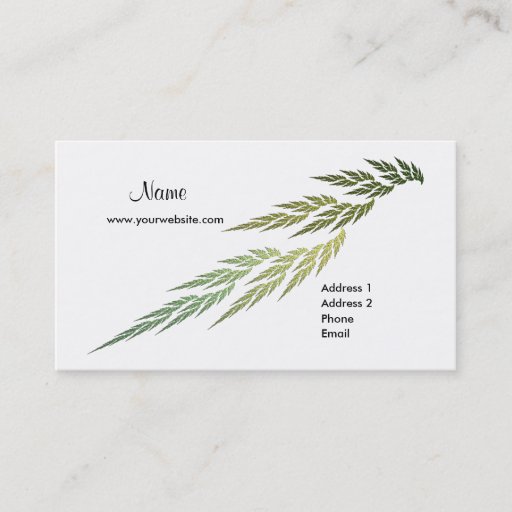 Customizable Fractal Green Leaves Business Card Template