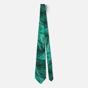 Fractal Green Swirls Abstract Mens Neck Tie