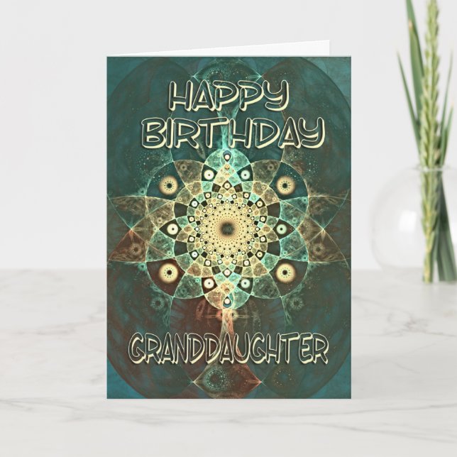 Fractal grunge birthday card for a Granddaughter (Front)