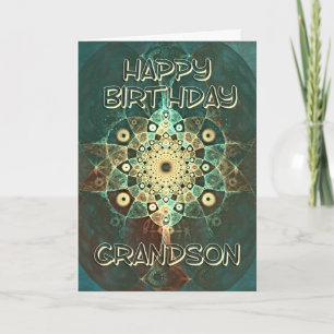 Fractal grunge birthday card for a grandson