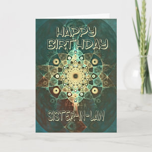 Fractal grunge birthday card for a sister-in-law