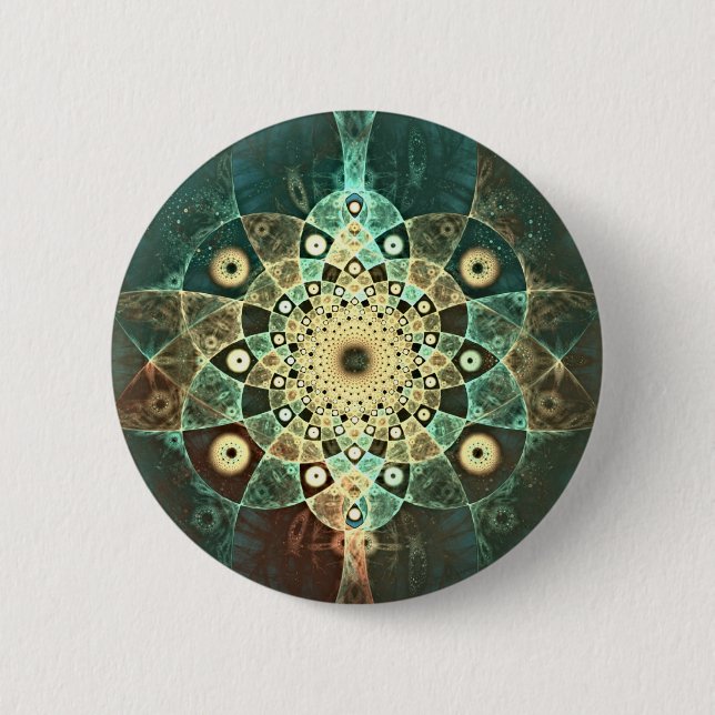 Fractal grunge pinback button (Front)