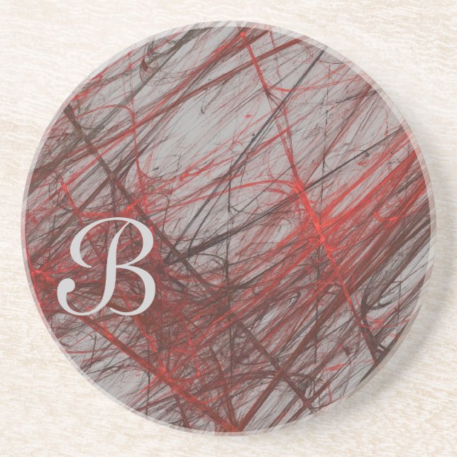 Fractal Grunge Series-1---Red coaster--1 of Drink Coaster (Front)