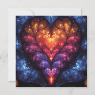 Fractal heart pattern holiday card