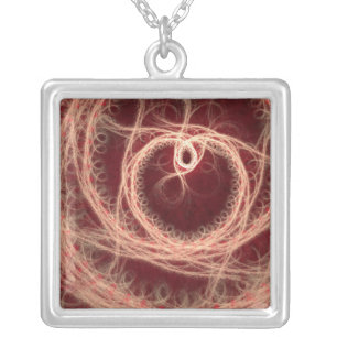 Fractal Heart Silver Plated Necklace