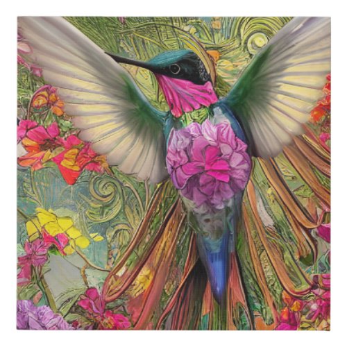 Fractal Hummingbird Gem Graphic Faux Canvas Print