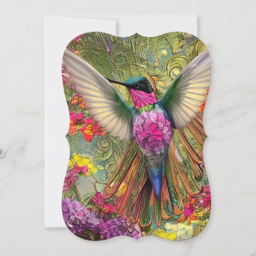 Fractal Hummingbird Gem Graphic Note Card