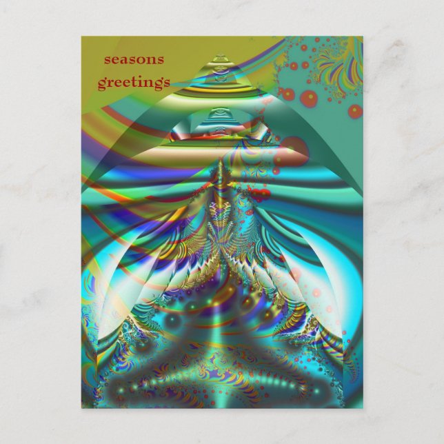 Fractal inner worlds seasons greetings holiday postcard (Front)