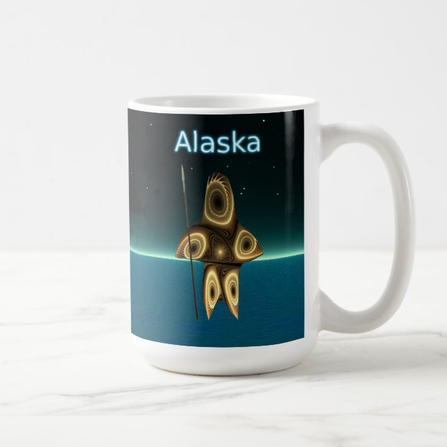 Fractal Inuit Hunter - Alaska Coffee Mug (Right)