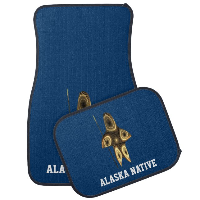 Fractal Inuit Hunter - Alaska Native Car Floor Mat (Set)