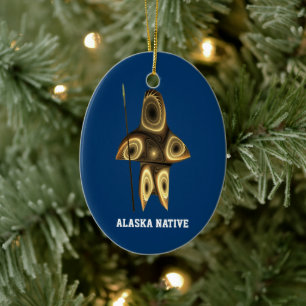 Fractal Inuit Hunter - Alaska Native Ceramic Ornament
