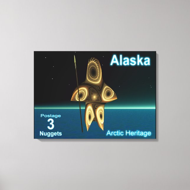 Fractal Inuit Hunter - Alaska Postage Canvas Print (Front)