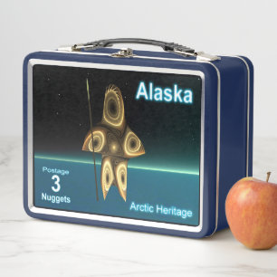 Fractal Inuit Hunter - Alaska Postage Metal Lunch Box