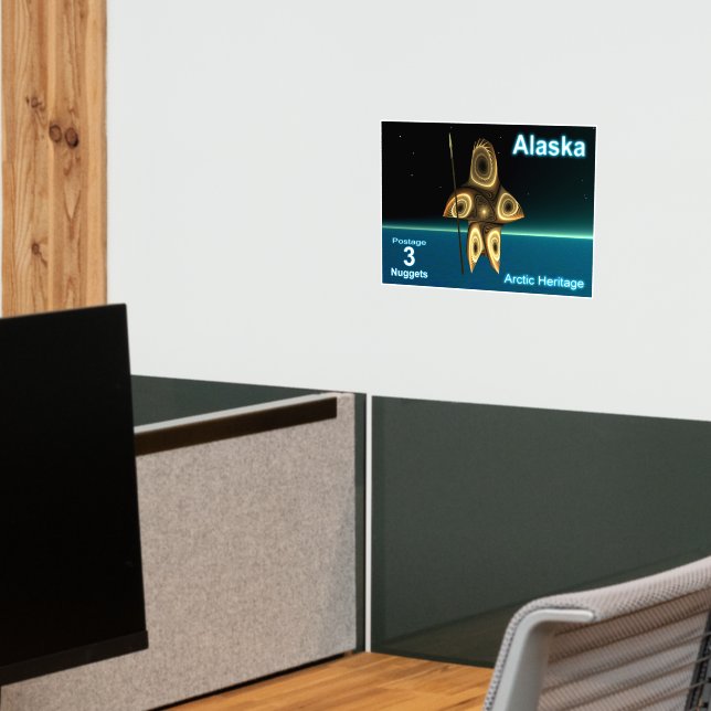 Fractal Inuit Hunter - Alaska Postage Wall Decal (Office 2)
