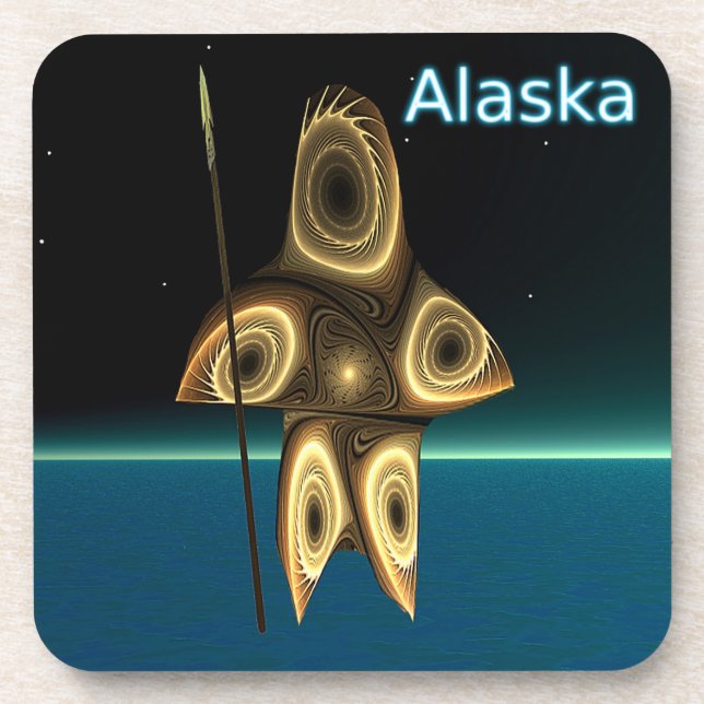 Fractal Inuit Hunter Beverage Coaster (Front)
