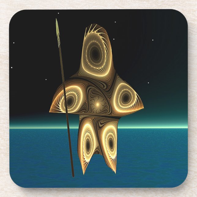 Fractal Inuit Hunter Beverage Coaster (Front)