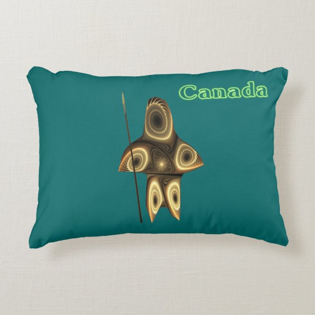 Fractal Inuit Hunter - Canada Accent Pillow (Front)