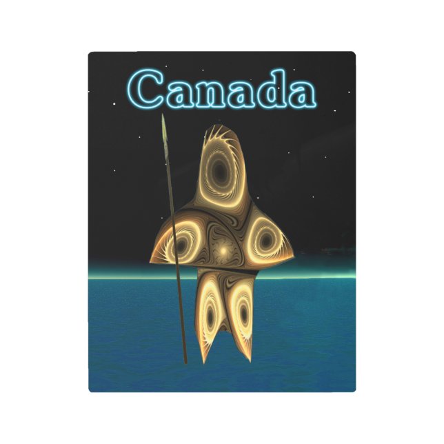 Fractal Inuit Hunter - Canada Metal Print (Front)