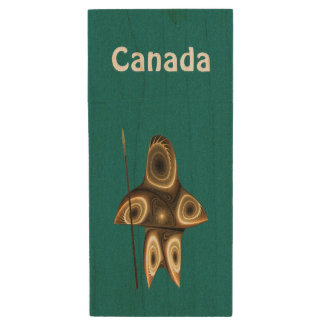 Fractal Inuit Hunter - Canada Wood Flash Drive