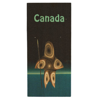 Fractal Inuit Hunter - Canada Wood Flash Drive