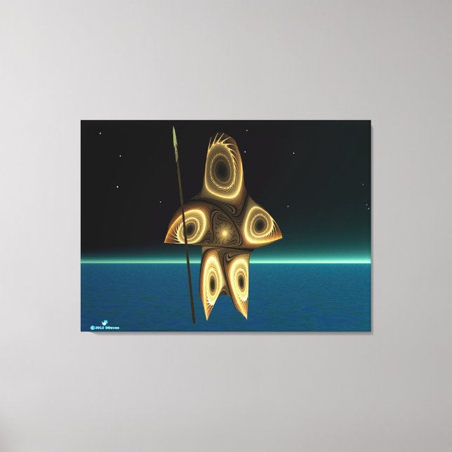 Fractal Inuit Hunter Canvas Print (Front)