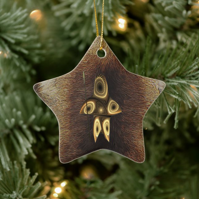 Fractal Inuit Hunter Ceramic Ornament (Tree)