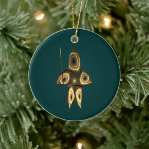 Fractal Inuit Hunter Ceramic Ornament