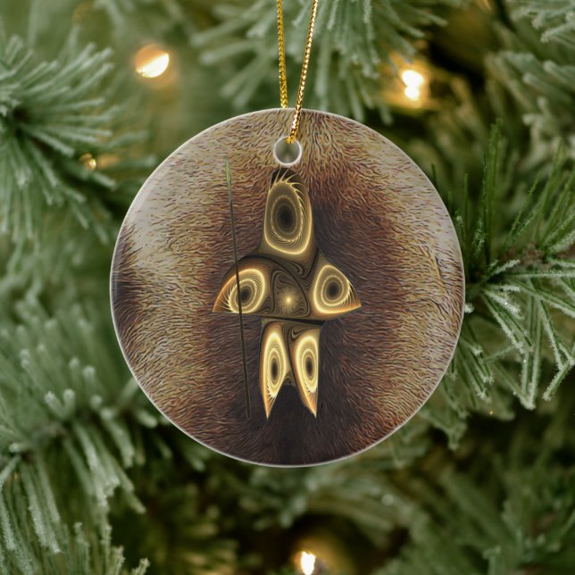 Fractal Inuit Hunter Ceramic Ornament (Tree)