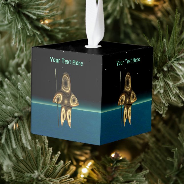 Fractal Inuit Hunter Cube Ornament (Tree)