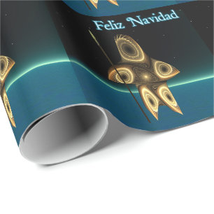 Fractal Inuit Hunter - Feliz Navidad Wrapping Paper