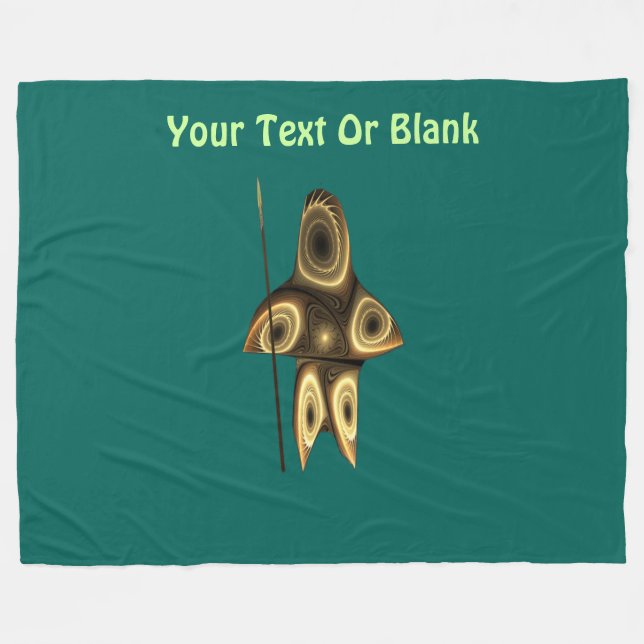 Fractal Inuit Hunter Fleece Blanket (Front (Horizontal))