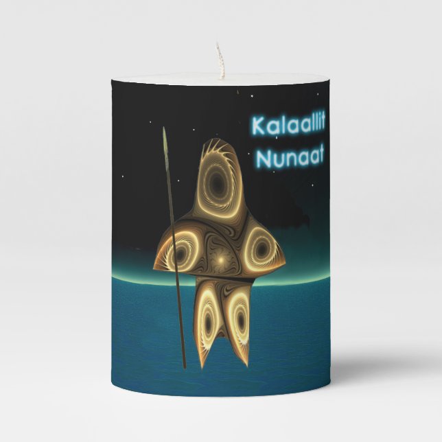 Fractal Inuit Hunter - Greenland Pillar Candle (Front)