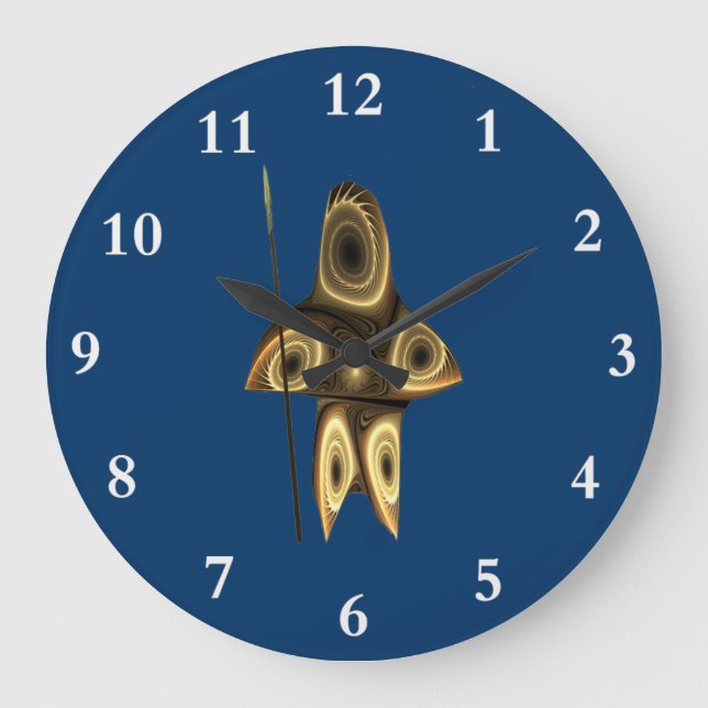 Fractal Inuit Hunter Large Clock (Front)