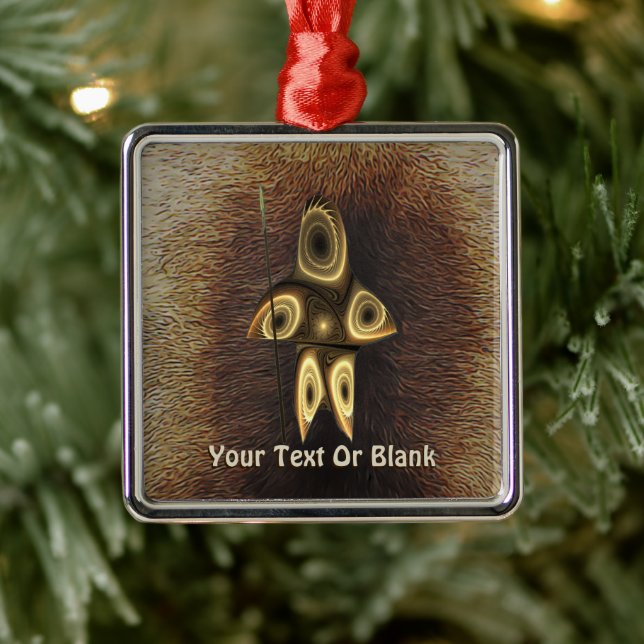 Fractal Inuit Hunter Metal Ornament (Tree)