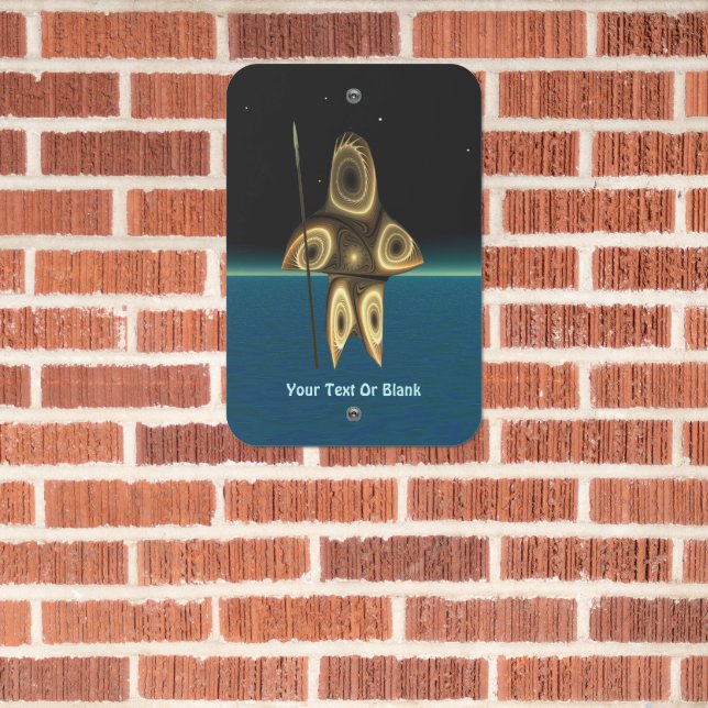 Fractal Inuit Hunter Metal Sign (In Situ(Brick))