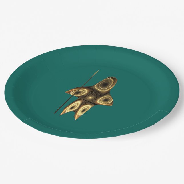 Fractal Inuit Hunter Paper Plates (Angled)