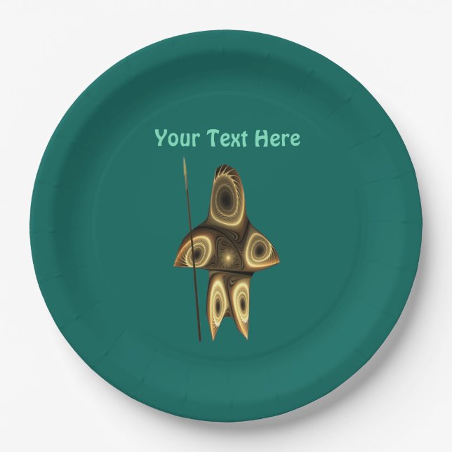 Fractal Inuit Hunter Paper Plates (Front)