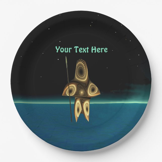 Fractal Inuit Hunter Paper Plates (Front)