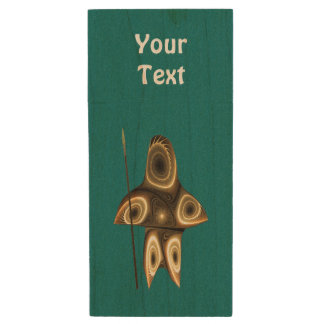 Fractal Inuit Hunter Wood USB Flash Drive