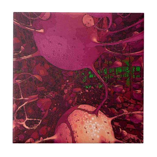 Fractal jungle ceramic tile (Front)