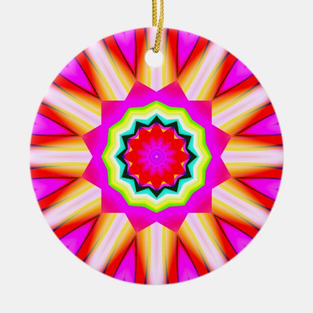 Fractal Kaleidoscope 01 Ceramic Ornament (Front)