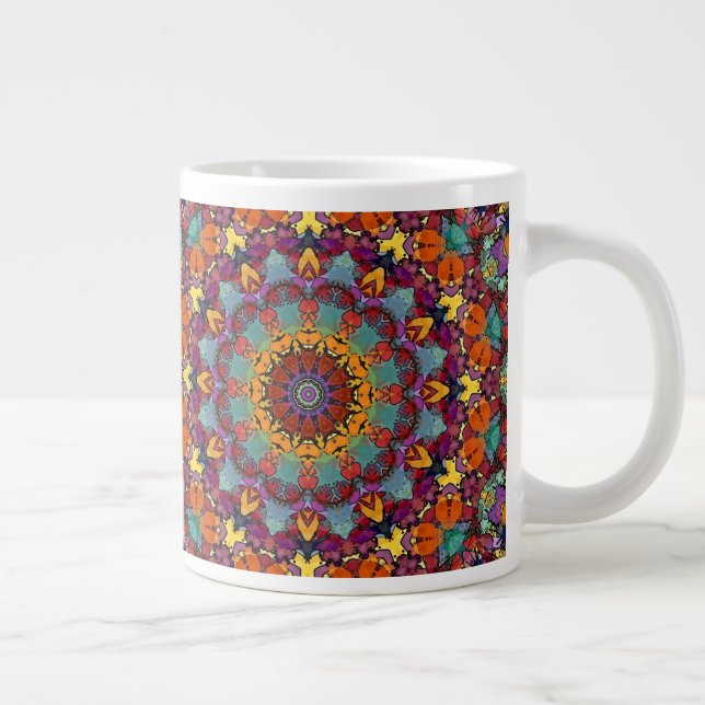 Fractal Kaleidoscope Mandala Pattern-64351 Giant Coffee Mug (Right)
