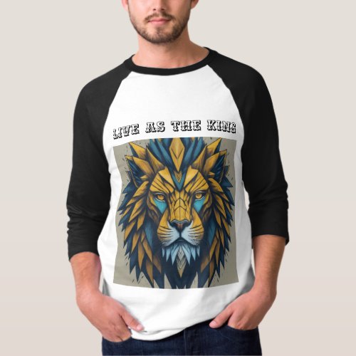 Fractal King Geometric Lion T_Shirt