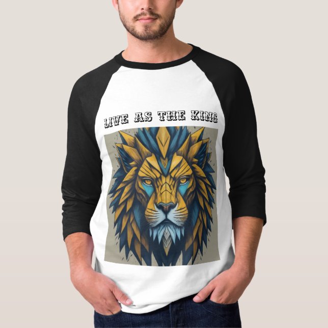 Fractal King: Geometric Lion T-Shirt (Front)