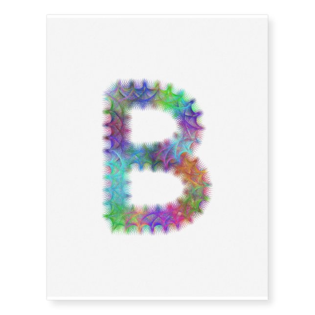 Fractal letter B monogram Temporary Tattoos (Front)