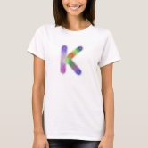 Initial K Letter Butterfly Rose Flowers Watercolor Monogram T-Shirt