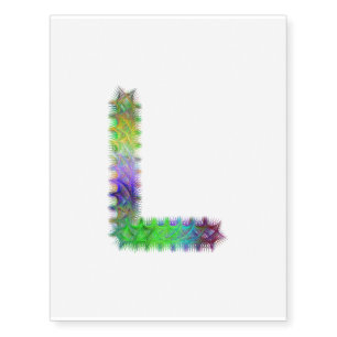 Fractal letter L monogram Temporary Tattoos