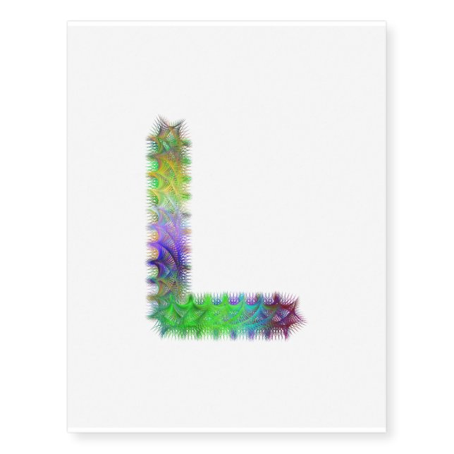 Fractal letter L monogram Temporary Tattoos (Front)