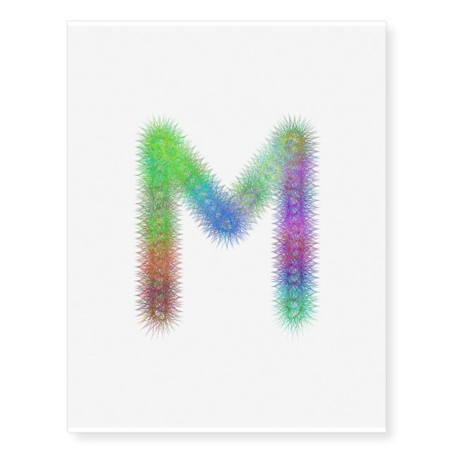 Fractal letter M monogram Temporary Tattoos (Front)