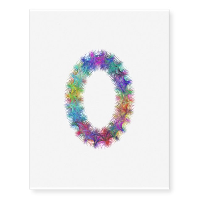 Fractal letter O monogram Temporary Tattoos (Front)